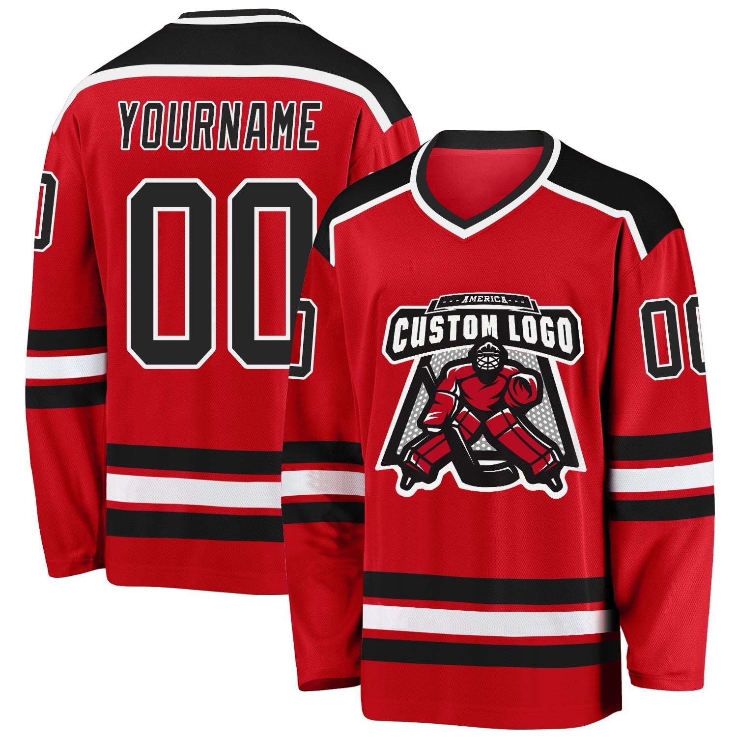 Custom Red Black-White Jersey